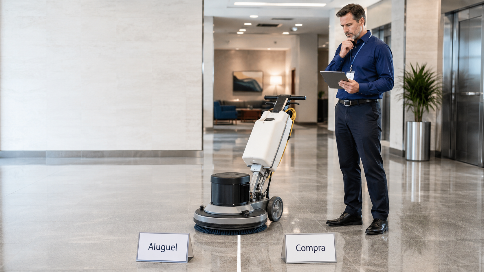 Aluguel de enceradeira para piso ou compra: qual vale mais a pena?